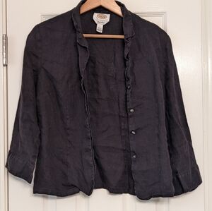 Talbot's Black Irish Linen Button Down Shirt